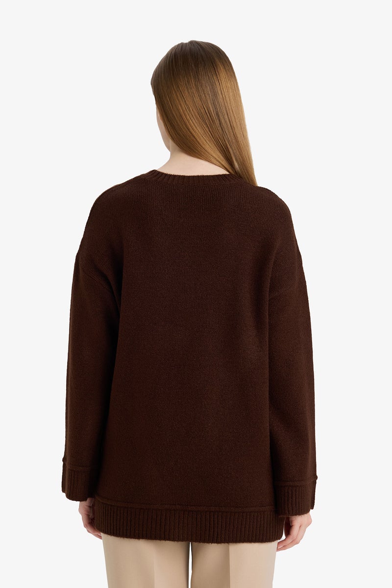 DeFacto Brown Woman Loose Fit Knitwear Tunic Casual - Image 5
